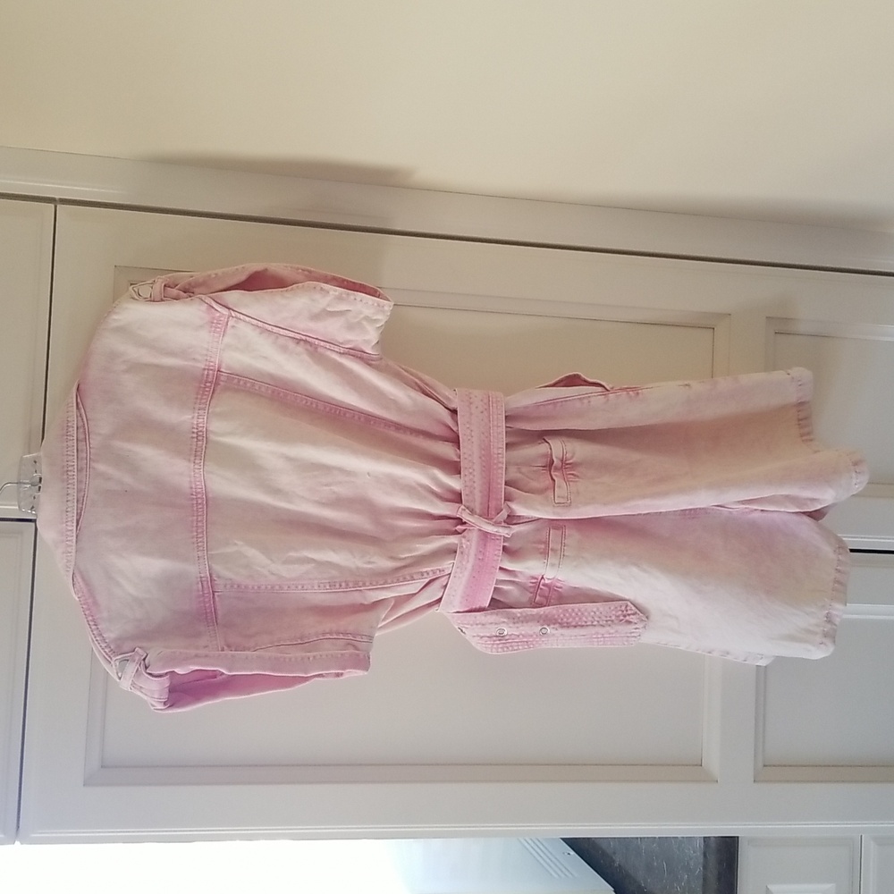 Vintage River Island Faded Pink Belted Denim Romper - Picture 3 of 6